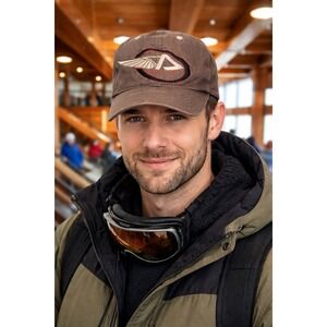 Arnet Ski Company Promo Baseball Hat Made in USA Distressed Brown Vintage